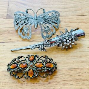 3 Fancy Hair Accessories with diamantés and colored stones
